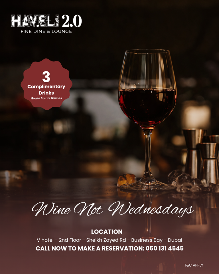 Complimentary beverage at Haveli Fine Dine & Lounge Dubai