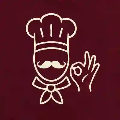 A line drawing of a chef who makes the hand gesture which implies the perfect taste which is the origin of chef kiss.