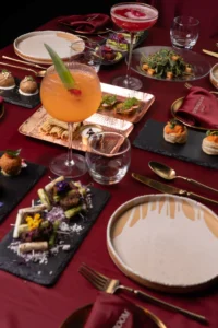 Wide Shot of the table filled with the dish which displays the experience