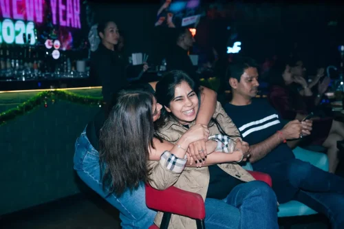 Guests enjoying a relaxed evening meal together
